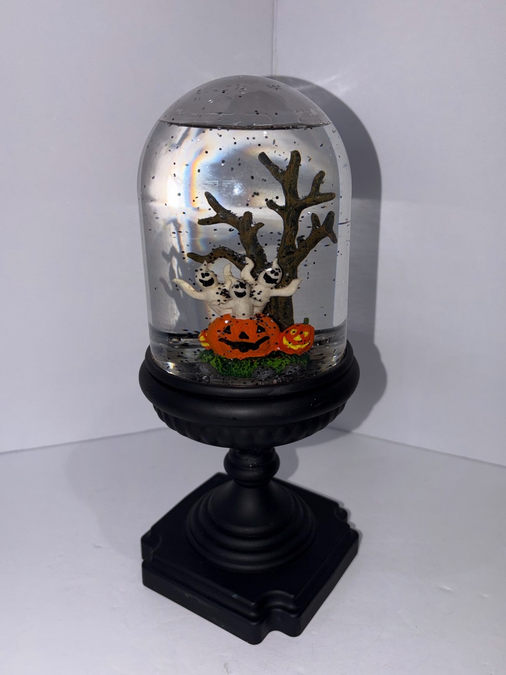 Winter Lane Halloween Pumpkin & Ghost Snow Globe With Lights and Music